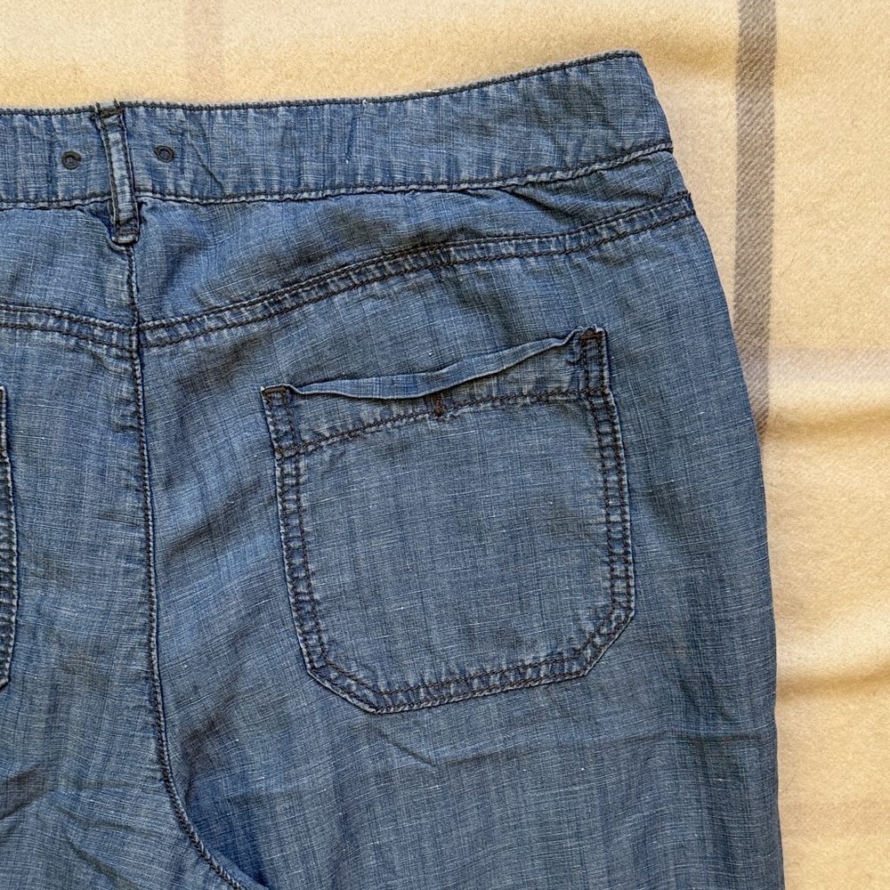 Pilcro Blue Tencel Linen Wide Leg Chambray Pants - Picture 10 of 14